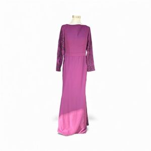 Elegant Long Sleeve Purple Wedding Dress